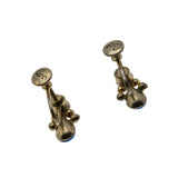 Sapphire Blue - Art Deco Signed 'CORO' Brass Crystal Rhinestone Screw-Back Earrings (ADE038)