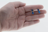 Sapphire Blue - Art Deco Signed 'CORO' Brass Crystal Rhinestone Screw-Back Earrings (ADE038)