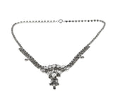 Fan Fair- Vintage Rhodium Plated Crystal Rhinestone Fan Necklace (VN193)