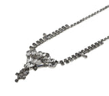 Fan Fair- Vintage Rhodium Plated Crystal Rhinestone Fan Necklace (VN193)