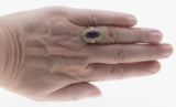 Plums & Violets - Art Deco 14K White & yellow Gold Natural Amethyst & Pearl 'Forget-Me-Knot' Filigree Ring (ADR269)