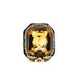 Golden Days - Art Deco 14K Yellow & Rose Gold Natural Citrine & Pearl 'Forget-Me-Knot' Filigree Ring (ADR270)