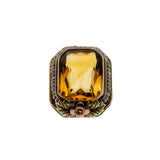 Golden Days - Art Deco 14K Yellow & Rose Gold Natural Citrine & Pearl 'Forget-Me-Knot' Filigree Ring (ADR270)