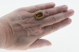 Golden Days - Art Deco 14K Yellow & Rose Gold Natural Citrine & Pearl 'Forget-Me-Knot' Filigree Ring (ADR270)