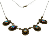 Sparkle & Versatility - Vintage Brass Swarovski Aurora Borealis Crystal Rhinestone Necklace (VN195)