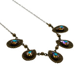 Sparkle & Versatility - Vintage Brass Swarovski Aurora Borealis Crystal Rhinestone Necklace (VN195)