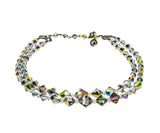 Rainbow Jewel - Vintage Silver Plate Over Brass Austrian Swarovski Aurora Borealis Crystal Necklace (VN196)