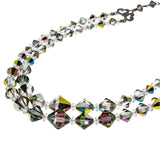 Rainbow Jewel - Vintage Silver Plate Over Brass Austrian Swarovski Aurora Borealis Crystal Necklace (VN196)