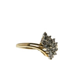 Marquise Elegance  - Vintage Retro 14K Gold Natural Diamond Bypass Cluster Ring (VR965)