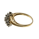 Marquise Elegance  - Vintage Retro 14K Gold Natural Diamond Bypass Cluster Ring (VR965)