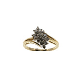 Marquise Elegance  - Vintage Retro 14K Gold Natural Diamond Bypass Cluster Ring (VR965)