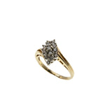 Marquise Elegance  - Vintage Retro 14K Gold Natural Diamond Bypass Cluster Ring (VR965)