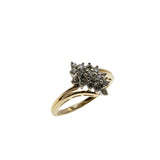 Marquise Elegance  - Vintage Retro 14K Gold Natural Diamond Bypass Cluster Ring (VR965)