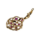 Splash Of Wine - Vintage Retro 14K Gold Ruby & Diamond Pendant & 10K Gold Chain (VP235)