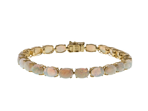 Colour Play - Vintage 14K Gold Natural Opal Classic Tennis Bracelet (VB110)