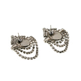 Vintage Elegance - Vintage Rhodium Plate Mabé Pearl & Crystal Rhinestone Dangly Earrings (VE428)