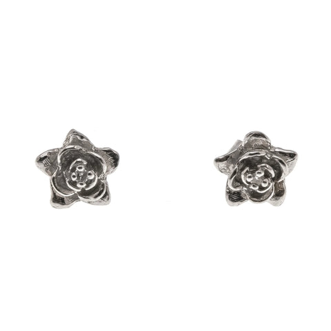 Little Darlings - Vintage Retro 14K White Gold Natural Diamond Blossom Stud Earrings (VE440)