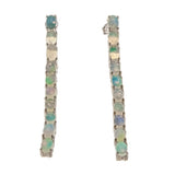 Colour Play - Estate Sterling Silver Natural Opal Linear Earrings (EE240)