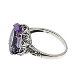 Lilacs & Lace - Estate Sterling Silver Natural Amethyst Floral Filigree Ring (ER247)