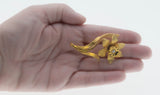 Golden Flower - Vintage Gold Plated Pearl Brooch (VBR179)