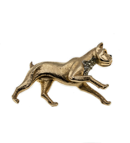 The Boxer - Vintage Marcel Boucher Gold Plated Crystal 'Dog' Brooch (VBR182)