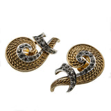 Glamorous Swirls - Vintage Marcel Boucher Gold Plated Crystal Clip-On Earrings (VE308)