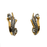 Dazzling Leaves - Vintage Marcel Boucher Gold plated Crystal Clip-On Earrings (VE310)