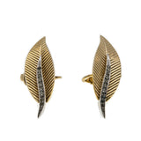 Glistening Leaves - Vintage Marcel Boucher Gold & White Gold Crystal Leaf Clip - On Earrings (VE311)