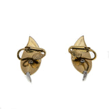 Glistening Leaves - Vintage Marcel Boucher Gold & White Gold Crystal Leaf Clip - On Earrings (VE311)