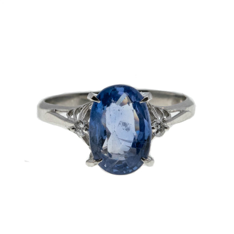 My Blue Heaven - Vintage Platinum Natural Ceylon Sapphire & Diamond Ring (VR734)