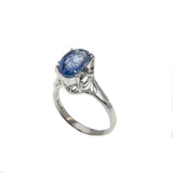 My Blue Heaven - Vintage Platinum Natural Ceylon Sapphire & Diamond Ring (VR734)