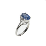 My Blue Heaven - Vintage Platinum Natural Ceylon Sapphire & Diamond Ring (VR734)