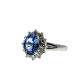 Rivulets Of Light - Vintage Platinum Ceylon Blue/Violet Sapphire & Diamond Cluster Ring (VR736)