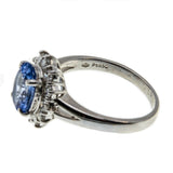 Rivulets Of Light - Vintage Platinum Ceylon Blue/Violet Sapphire & Diamond Cluster Ring (VR736)