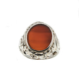 Standout - Art Deco 835 Silver Carnelian Agate Carved Ring (ADR222)