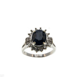 Midnight Sky - Vintage 14K White Gold Sapphire & Diamond Ring (VR753)