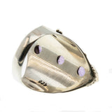 Violet Trio - Vintage Victorian Revival Sterling Silver Amethyst Ornate Ring (VR762)