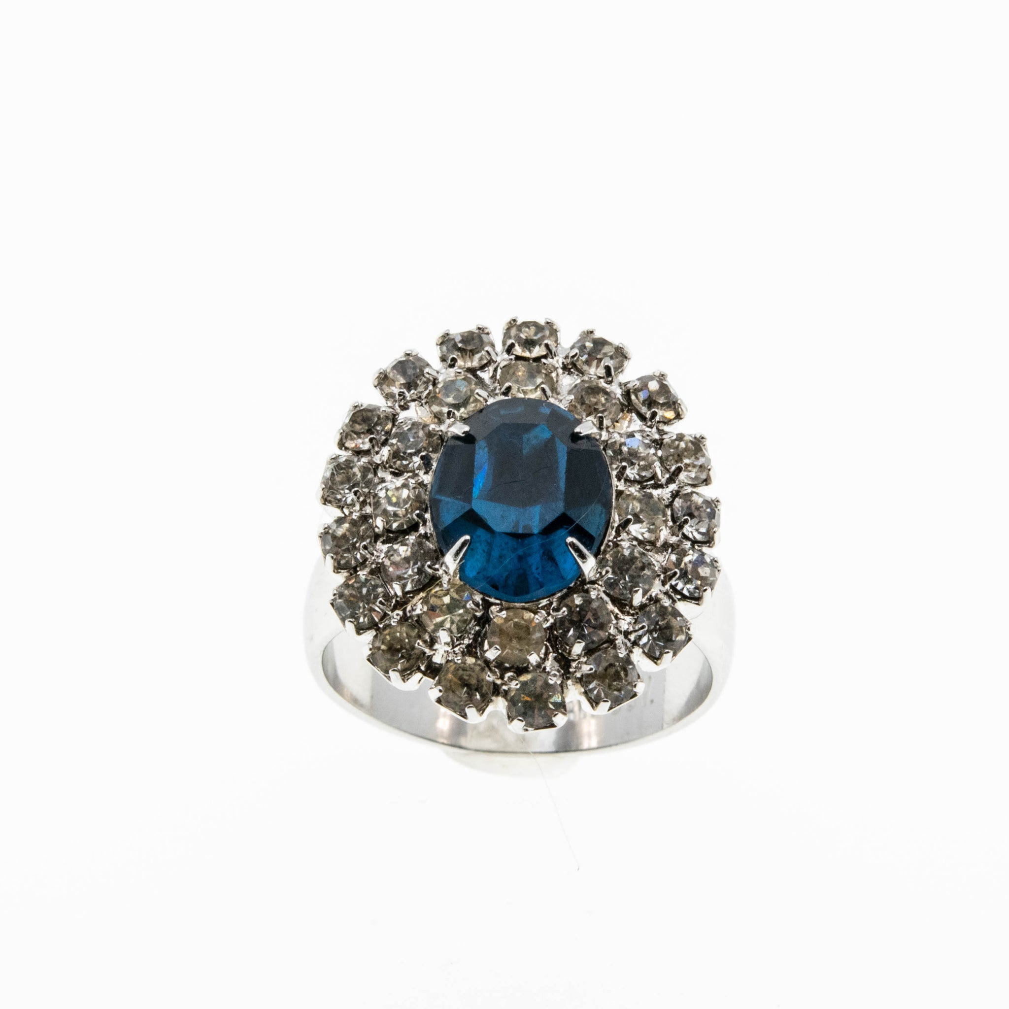 Sarah Coventry - Vintage Silver Plate Crystal Cluster Adjustable Ring –  Rarities Antique Jewelry
