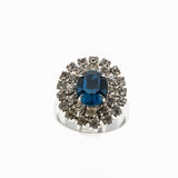 Sarah Coventry - Vintage Silver Plate Crystal Cluster Adjustable Ring (VR770)