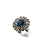 Sarah Coventry - Vintage Silver Plate Crystal Cluster Adjustable Ring (VR770)