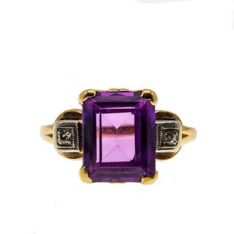 Tickled Pink - Art Deco 10K Gold Pink Sapphire & Diamond Ring (ADR224)