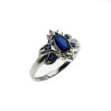 Marquise Delight - Estate 10K White Gold Sapphire Diamond Ring (ER269)