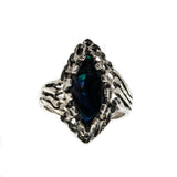 Luminous - Vintage Sterling Silver Black Opal Marquise Ring (VR777)