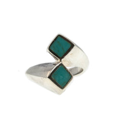 Abstract & Modernistic - Estate Sterling Silver Turquoise Cubism Ring (ER270)