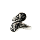 Artistic Serpents - Vintage Sterling Silver Niello Double Snake & Dancer Siam Ring (VR782)