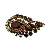 Harlequin - Vintage Gold Plated Crystal Rhinestone Jeweled Brooch (VBR192)