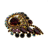 Harlequin - Vintage Gold Plated Crystal Rhinestone Jeweled Brooch (VBR192)