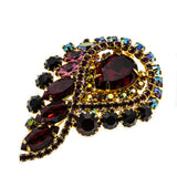 Harlequin - Vintage Gold Plated Crystal Rhinestone Jeweled Brooch (VBR192)