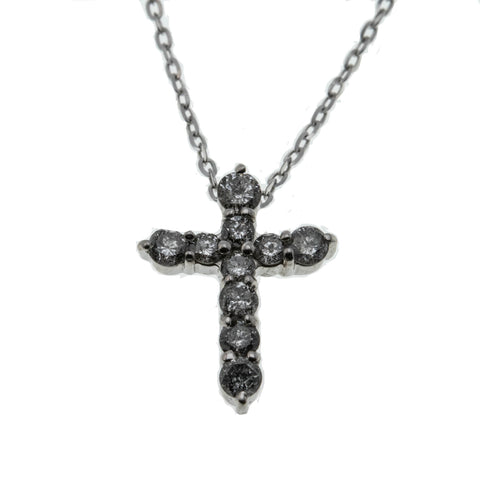 Divine Faith - Vintage Platinum Diamond Cross Pendant & 14K White Gold Chain ( VP163)