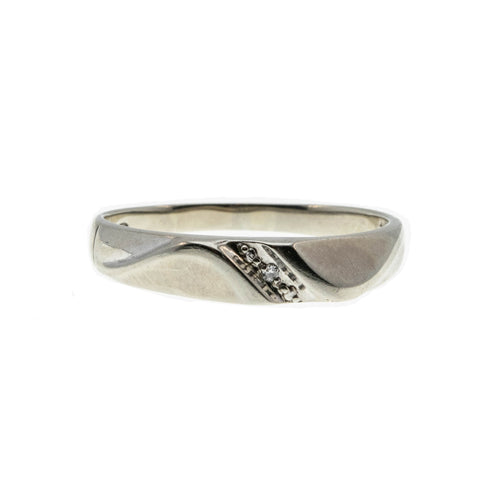 On This Day - Estate 10K White Gold Diamond Gents Wedding Band (ER273)